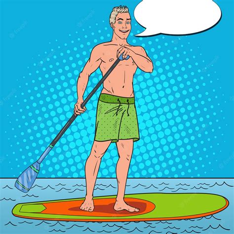 Premium Vector Man Paddling On Stand Up Paddle Board