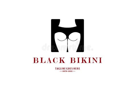 Simple Minimalist Hot Black Bikini Lingerie Underwear Logo Design Vector Stock Illustration