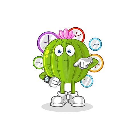 Premium Vector Cactus With Wristwatch Cartoon Cartoon Mascot Vector