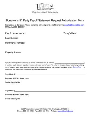 Fillable Online Borrowers 3 Party Payoff Statement Request