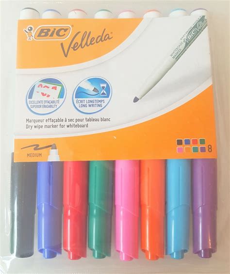 Drywipe Whiteboard Markers Assorted Medium Pk8 BIC Velleda 1741 For