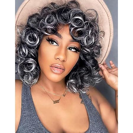 Amazon Prettiest Afro Curly Wigs Black With Warm Brown Highlights