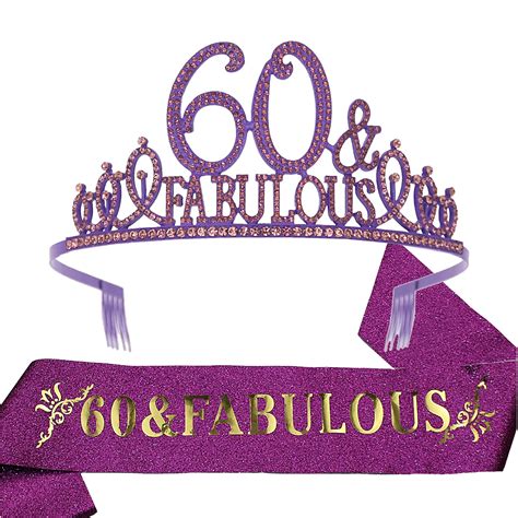 Buy 60th Birthday Sash And Tiara For Women Fabulous Glitter Sash