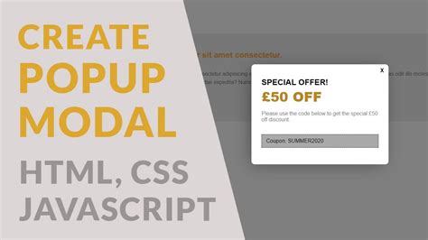 Easy Way Of Creating A Popup Modal With Javascript Html Css Youtube