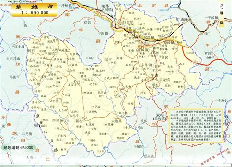 云南楚雄州地图 云南楚雄 云南省楚雄州 大山谷图库