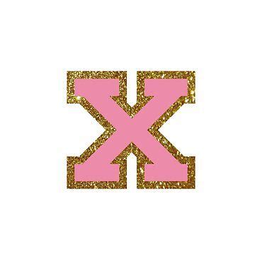 Gold And Pink Varsity Letter X Sticker For Sale By Byleahwithlove