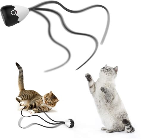 Petcronies Cat Wand Toy Automatic Silicone Tail Teaser Toy 2 In 1