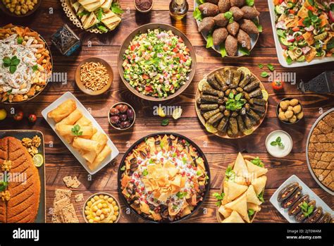 Arabic Cuisinemiddle Eastern Traditional Dishes And Assorted Meze