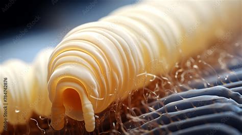 Parasitic Worm Beef Tapeworm Cestode Close Up Macro Image Of A Helminth Concept Of