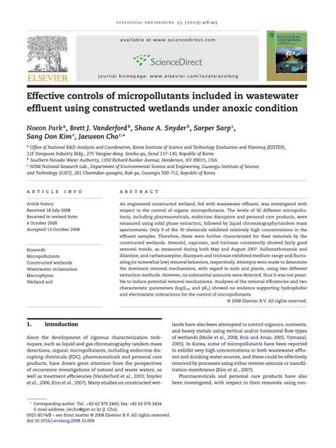 PDF Effective Controls Of Micropollutants Included In Wastewater