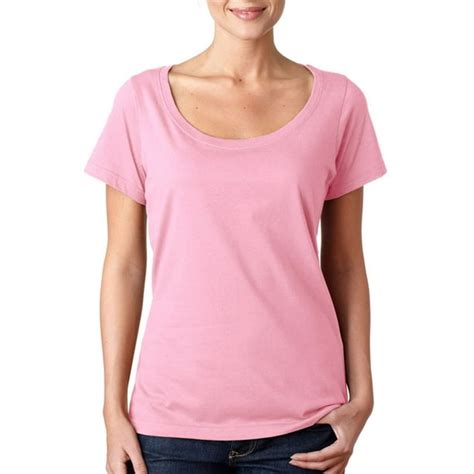 Anvil 391 Womens Fitted Scoop Neck Sheer T Shirt Charity Pink