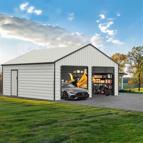 Tryimagine Double Door Garage Metal Shed With Side Entry Door | Wayfair