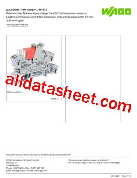 788-312 Datasheet(PDF) - WAGO Kontakttechnik GmbH & Co. KG