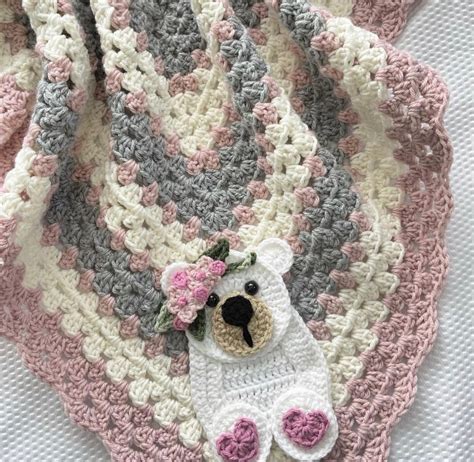 Crochet Baby Blanket Baby Blanket Handmade Baby Blanket Baby Bear ...