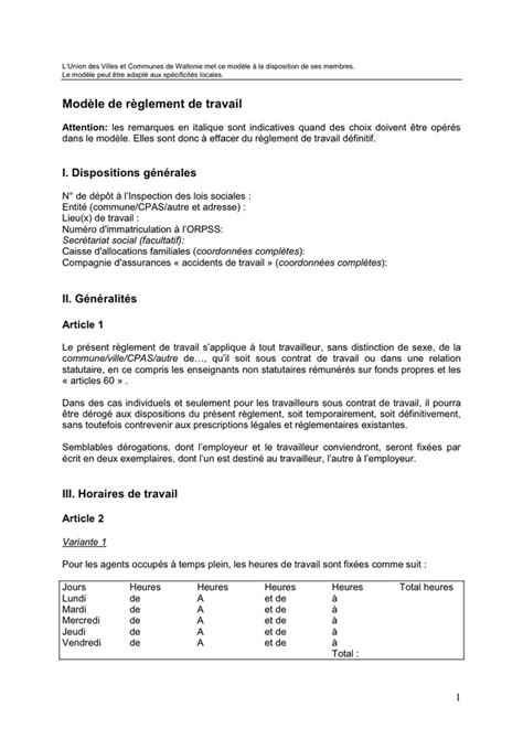 Mod Le De R Glement Int Rieur T L Chargement Gratuit Documents Pdf