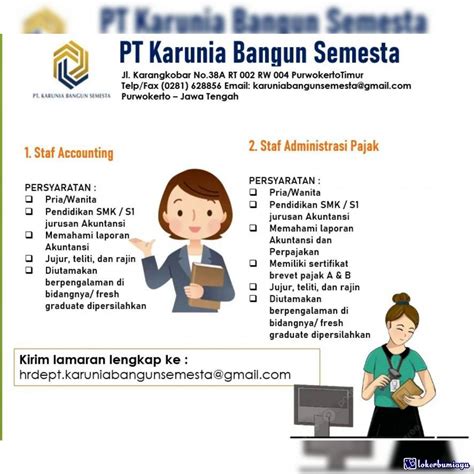 Lowongan Kerja Staf Accounting Dan Staf Administrasi Pajak PT Karunia