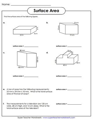 Surface Area Worksheets Worksheets Library