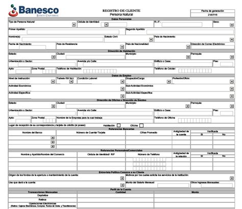 Planilla Apertura De Cuenta Banesco Julio 2015