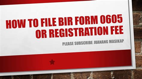 How To File Bir Form 0605 Registration Fee Youtube