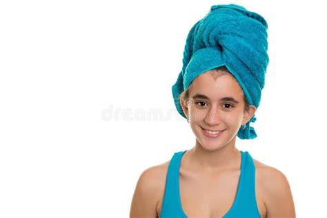 Pretty Teenage Girl Drying Her Wet Hair With A Towel Stock Image Image Of Beautiful Latin