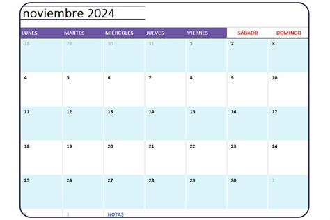 Calendario Noviembre 2024 Para Imprimir En Excel Y PDF