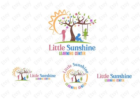 Bright Daycare Logo Preschool Logo Child Care Logo Cartoon Children