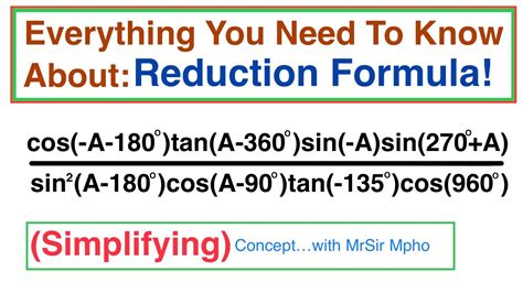 Reduction Formula Trigonometry Simplified Grade11 12 CONCEPT With