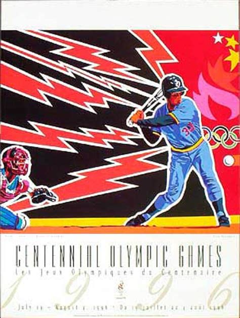 Original 1996 Atlanta Olympics Poster Baseball Yamagata David