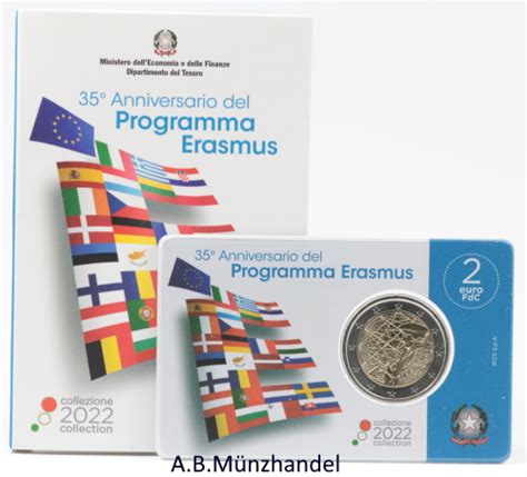 Italien 2022 Coincard 2 Euro Gedenkmünze 35 Jahre Erasmus Programm