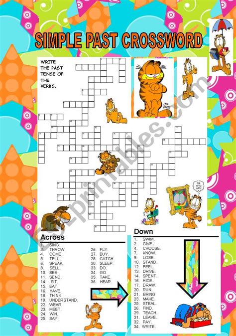 SIMPLE PAST CROSSWORD 34 IRREGULAR VERBS KEY INCLUDED ESL Worksheet