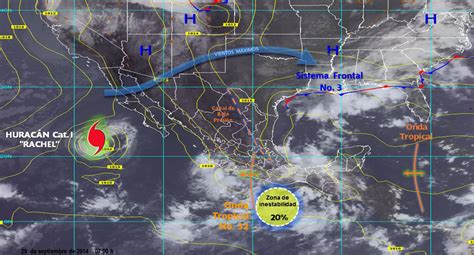 Pronóstico del clima en México para lunes 29 de Septiembre del 2014 e