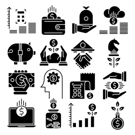 Finance Vector Solid Icons Set Budget Capital Expenses Png And