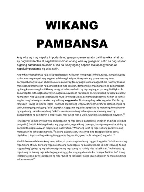 Sanaysay Para Sa Tema Na Ito Filipino At Mga Wikang Katutubo Sa