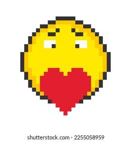 Face Heart Icon Pixel Art Emoticons Stock Vector Royalty Free