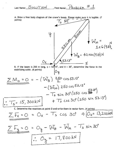 Exam 1 Problems with Solutions | Basic Mechanics I | ME 27000 - Docsity