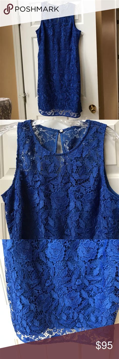 J Crew Pamela Leavers Blue Lace Dress Size 14 Lace Blue Dress Lace