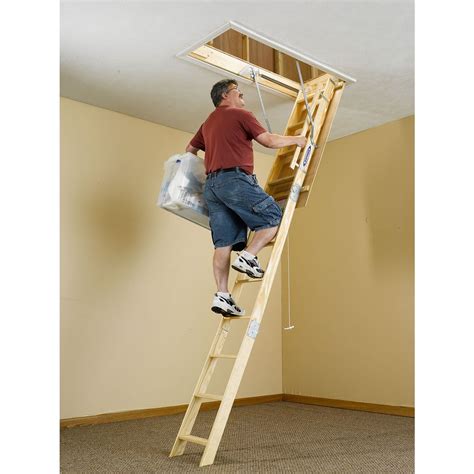 W2210 22.5 in W x 54 in L x 10 ft H Ceiling Wood Attic Ladder