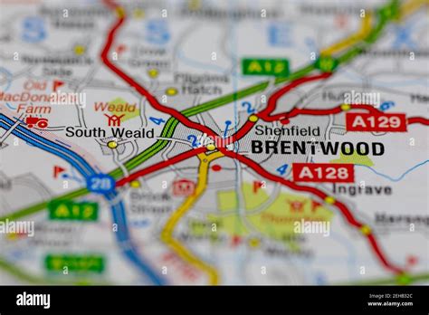 brentwood surrounding areas shown road map geography map stock photo alamy
