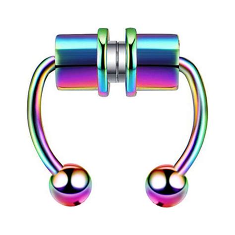 Aiuwwuhd Fake Nose Ring Hoop Magnetic Septum Nose Ring Stainless Steel