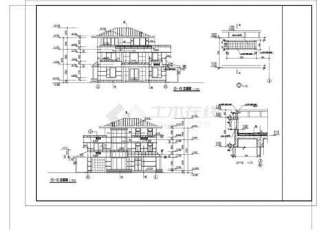 某地区三层私人别墅设计cad全套建筑施工图别墅建筑土木在线