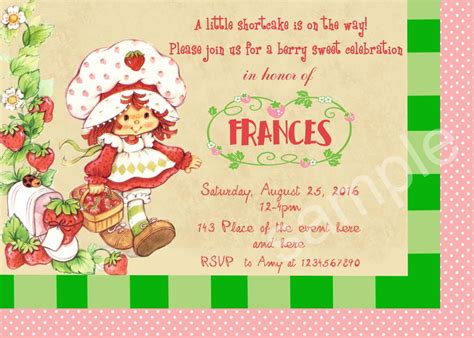 Vintage Strawberry Shortcake Baby Shower Invitation Etsy