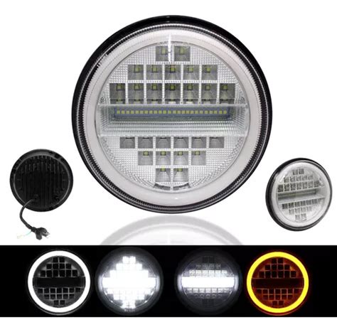 Faro Redondo Led Cuadros 7 Pulgadas Vocho Jeep Blanco Ambar Meses Sin