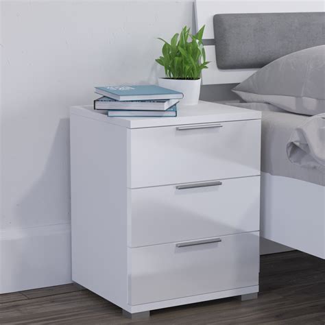 Bedside Cabinet Drawers Nightstand Cabinet Storage Bedroom White High