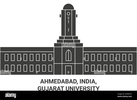 India Ahmedabad Gujarat University Travel Landmark Vector