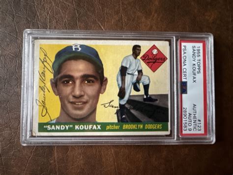 Sandy Koufax Signed 1955 Topps Rookie Card Auto 123 RC PSA DNA 9 EBay