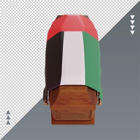 Premium PSD 3d Coffin United Arab Emirates Flag Rendering Front View