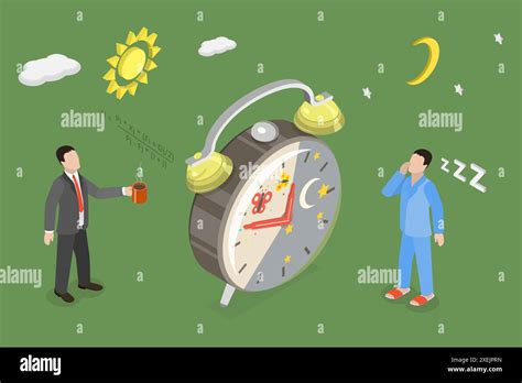 3d Isometric Flat Conceptual Illustration Of Circadian Rhythm Human