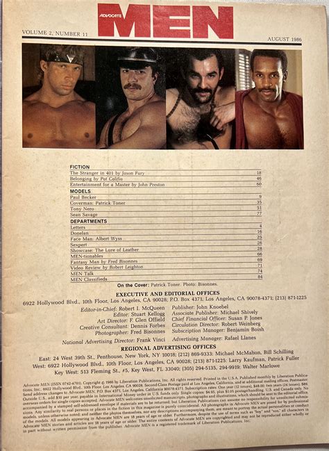 Advocate Men August Gay Adult Mens Magazine VM