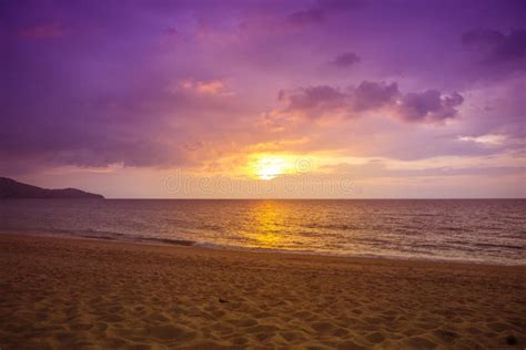 Peaceful Evening Sunset At The Beach Empty Beach In South Of Thailand