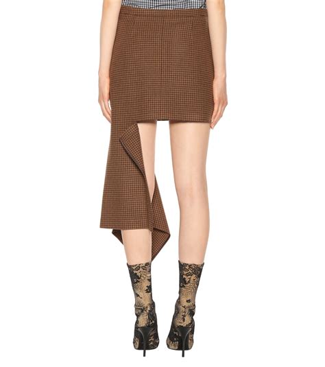 Balenciaga Asymmetric Wool Blend Skirt In Brown Lyst